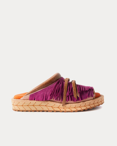 Kapital Fringed Leather Suede Purple Sandals