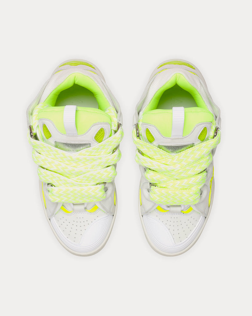 Curb Leather White / Fluorescent Yellow Low Top Sneakers