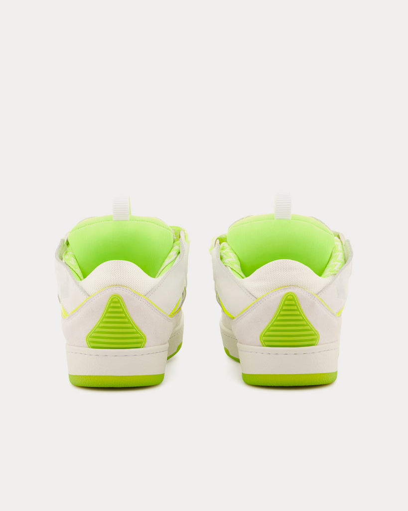 Curb Leather White / Fluorescent Yellow Low Top Sneakers