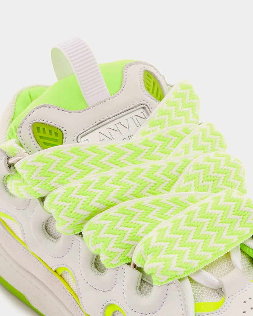 Curb Leather White / Fluorescent Yellow Low Top Sneakers