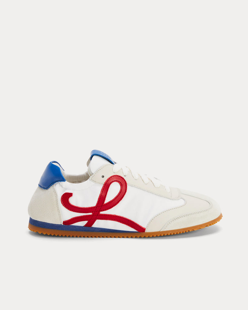 Ballet Runner in Nylon & Calfskin Soft White / Cherry / Royal Blue Low Top Sneakers