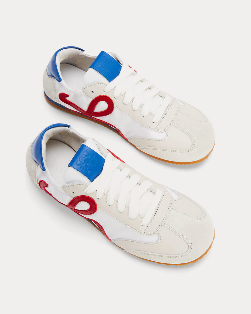 Ballet Runner in Nylon & Calfskin Soft White / Cherry / Royal Blue Low Top Sneakers