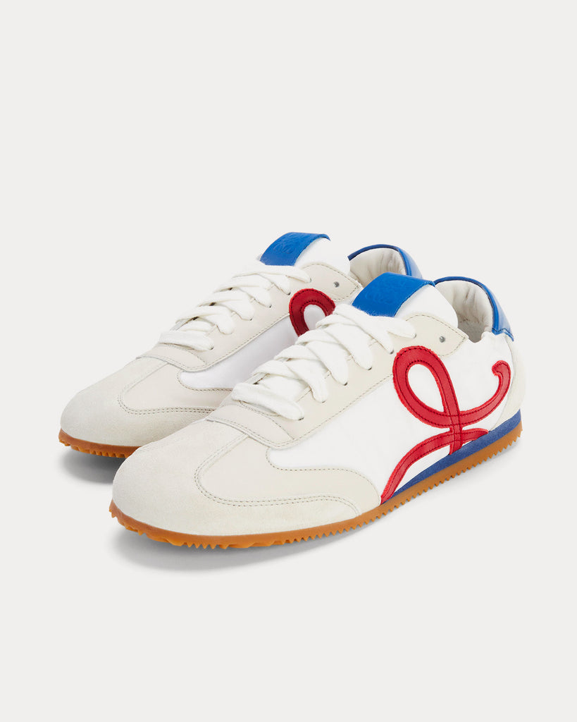 Ballet Runner in Nylon & Calfskin Soft White / Cherry / Royal Blue Low Top Sneakers