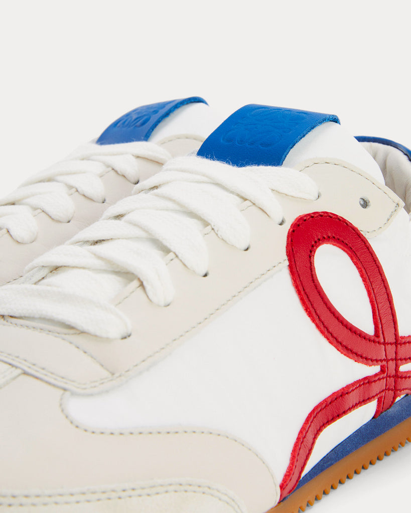 Ballet Runner in Nylon & Calfskin Soft White / Cherry / Royal Blue Low Top Sneakers
