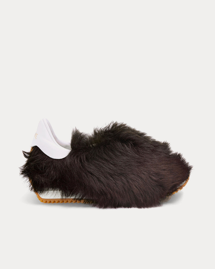 Flow Runner in Shearling Dark Brown Slip On Sneakers