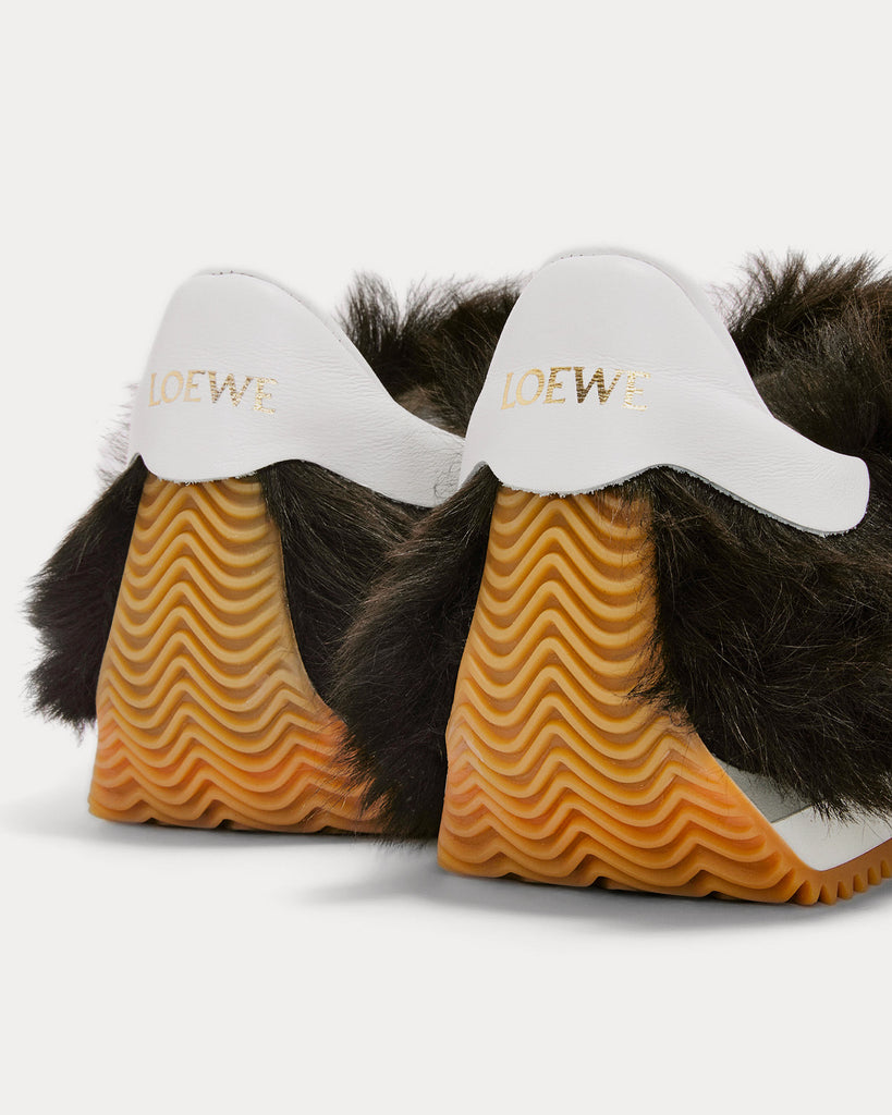 Flow Runner in Shearling Dark Brown Slip On Sneakers