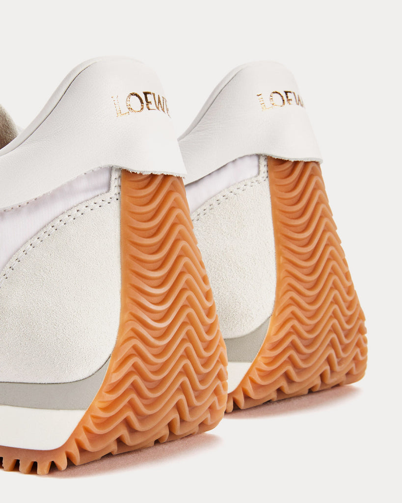 Flow Runner in Suede & Nylon White Low Top Sneakers