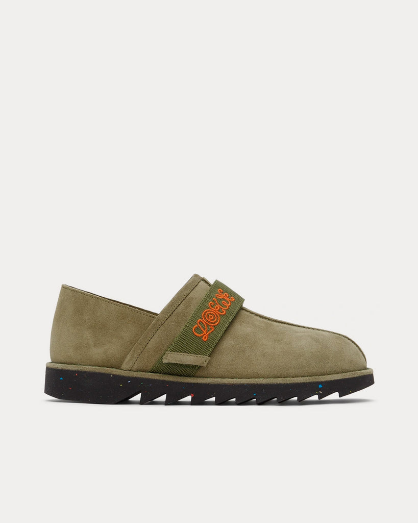 Suede Khaki Slip Ons