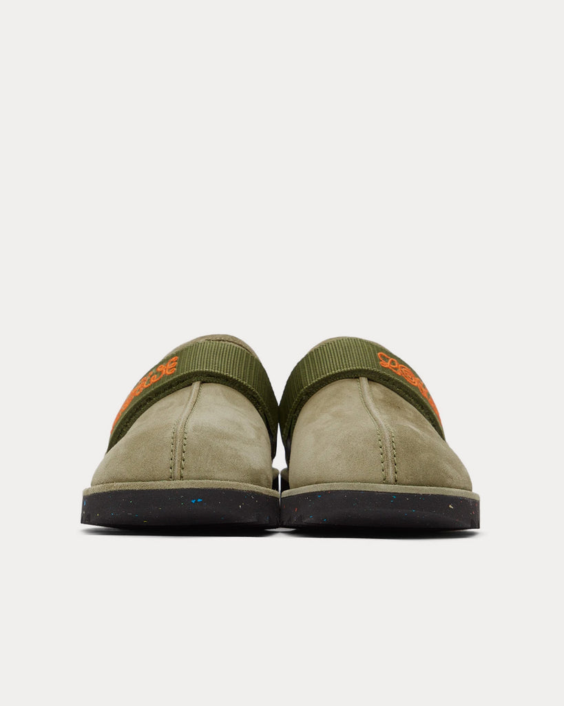 Suede Khaki Slip Ons