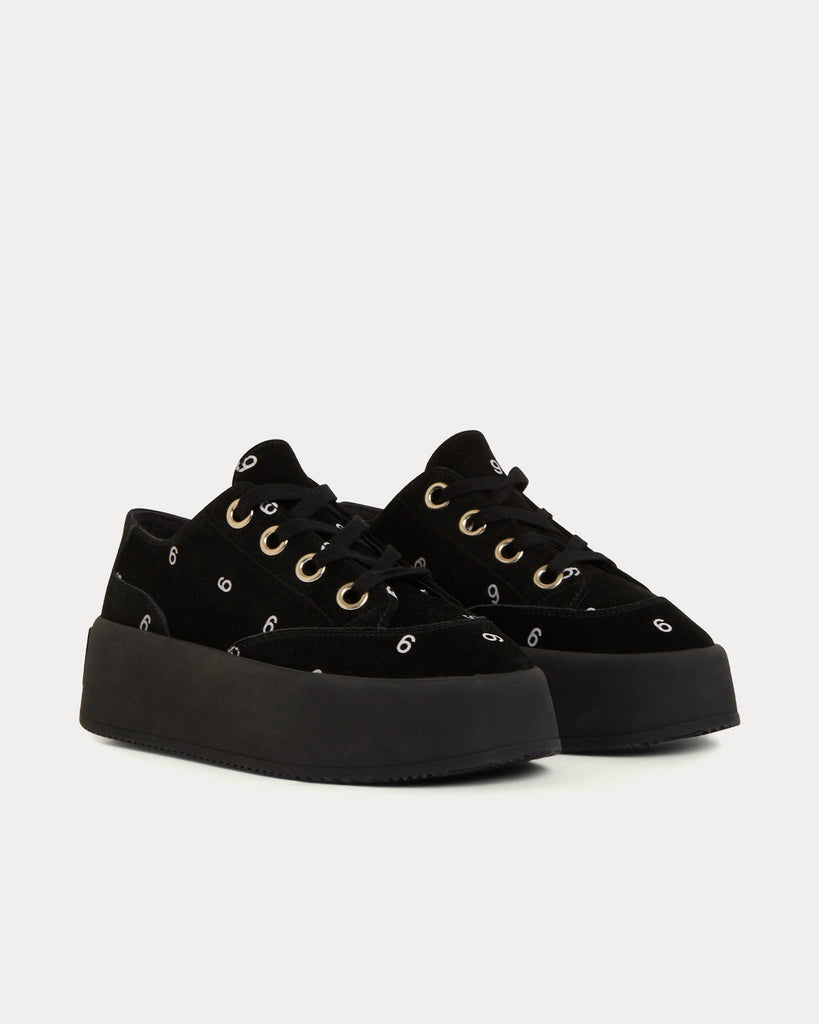 6 Platform Black Low Top Sneakers
