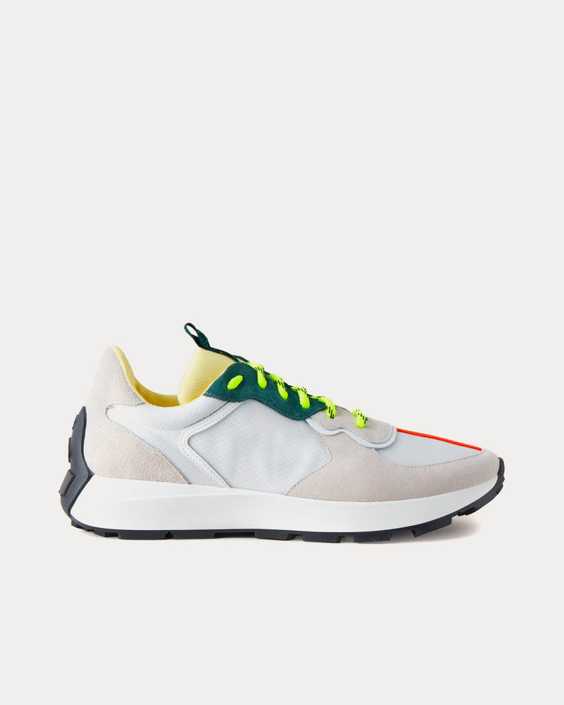 Runner White Leather & Synthetic Mix Low Top Sneakers