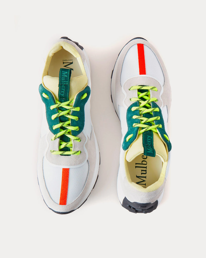 Runner White Leather & Synthetic Mix Low Top Sneakers