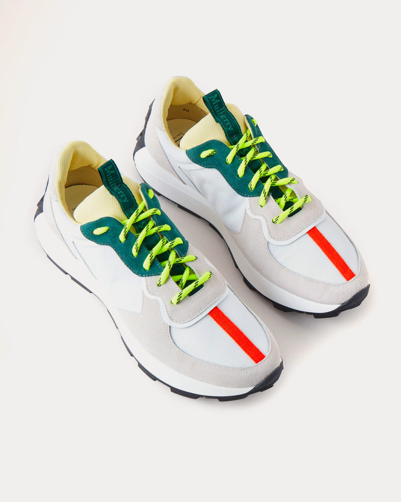 Runner White Leather & Synthetic Mix Low Top Sneakers