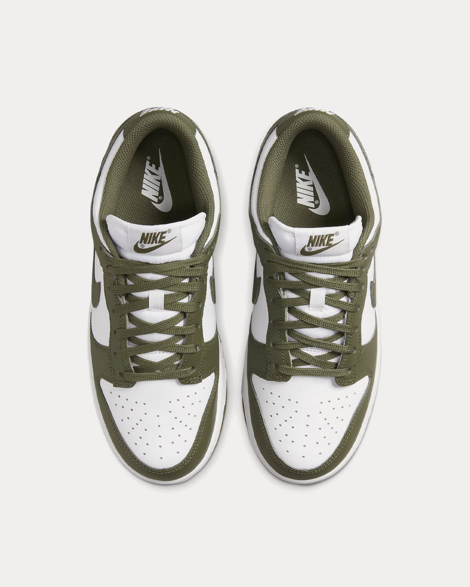 Nike Dunk Low White / White / Medium Olive Low Top Sneakers - Sneak in Peace