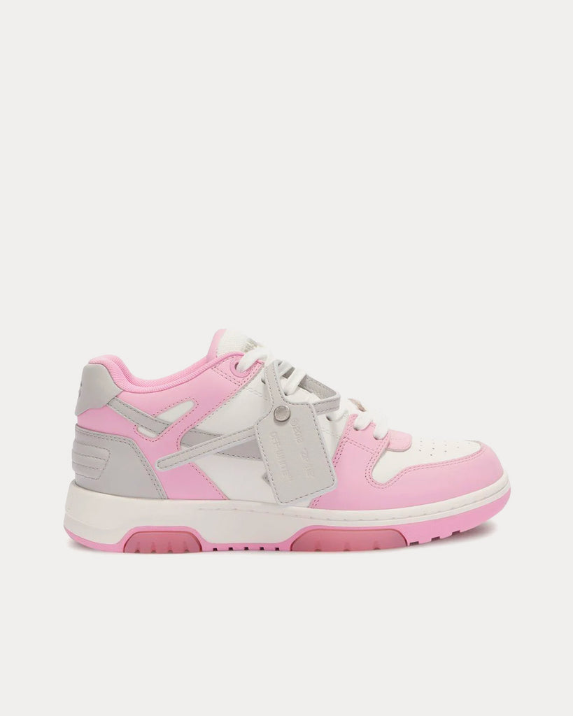 Out of Office Grey Arrow Calf Leather Pink / White Low Top Sneakers