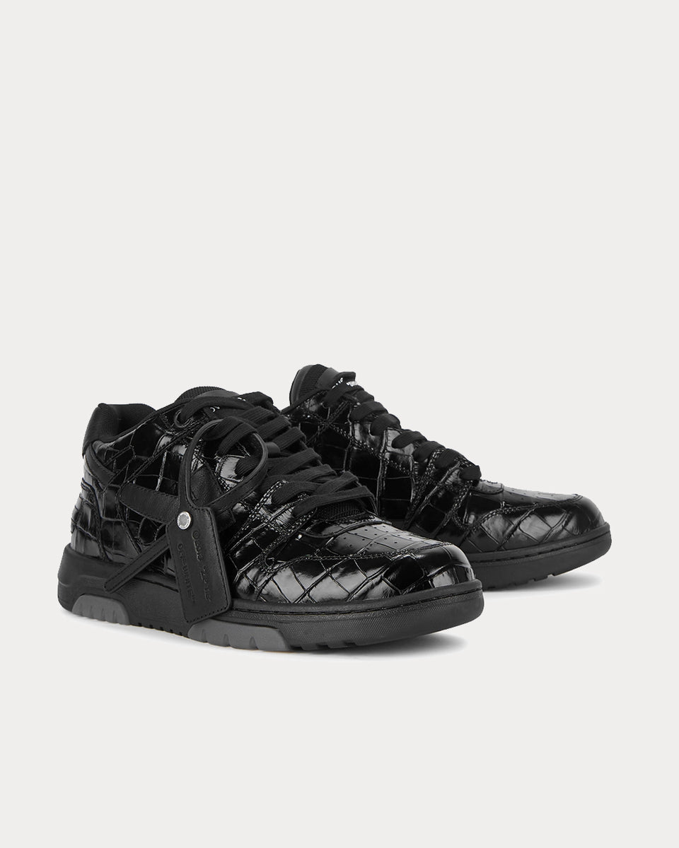 Off-White OUT OF OFFICE OOO Crocodile-Effect Black Low Top