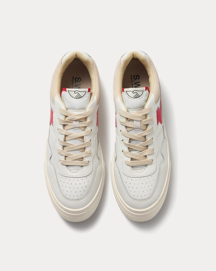 Pearl S-Strike Leather White / Red Low Top Sneakers