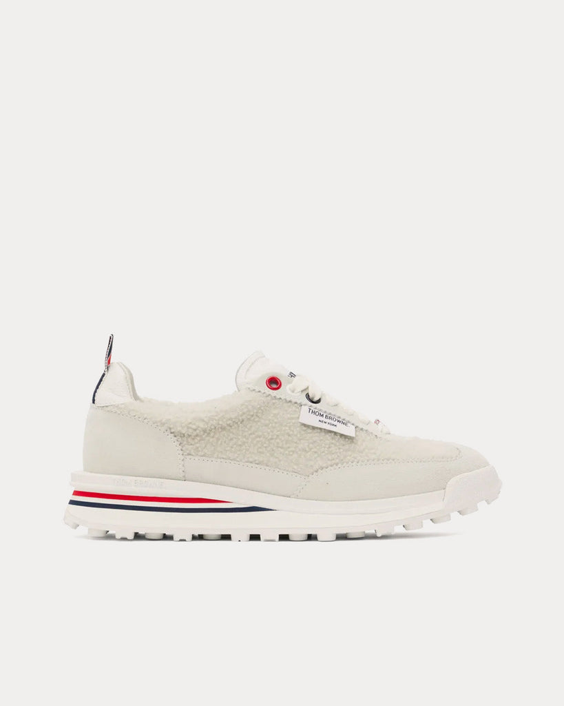Tech Runner Shearling & Suede White Low Top Sneakers