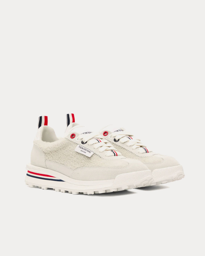 Tech Runner Shearling & Suede White Low Top Sneakers