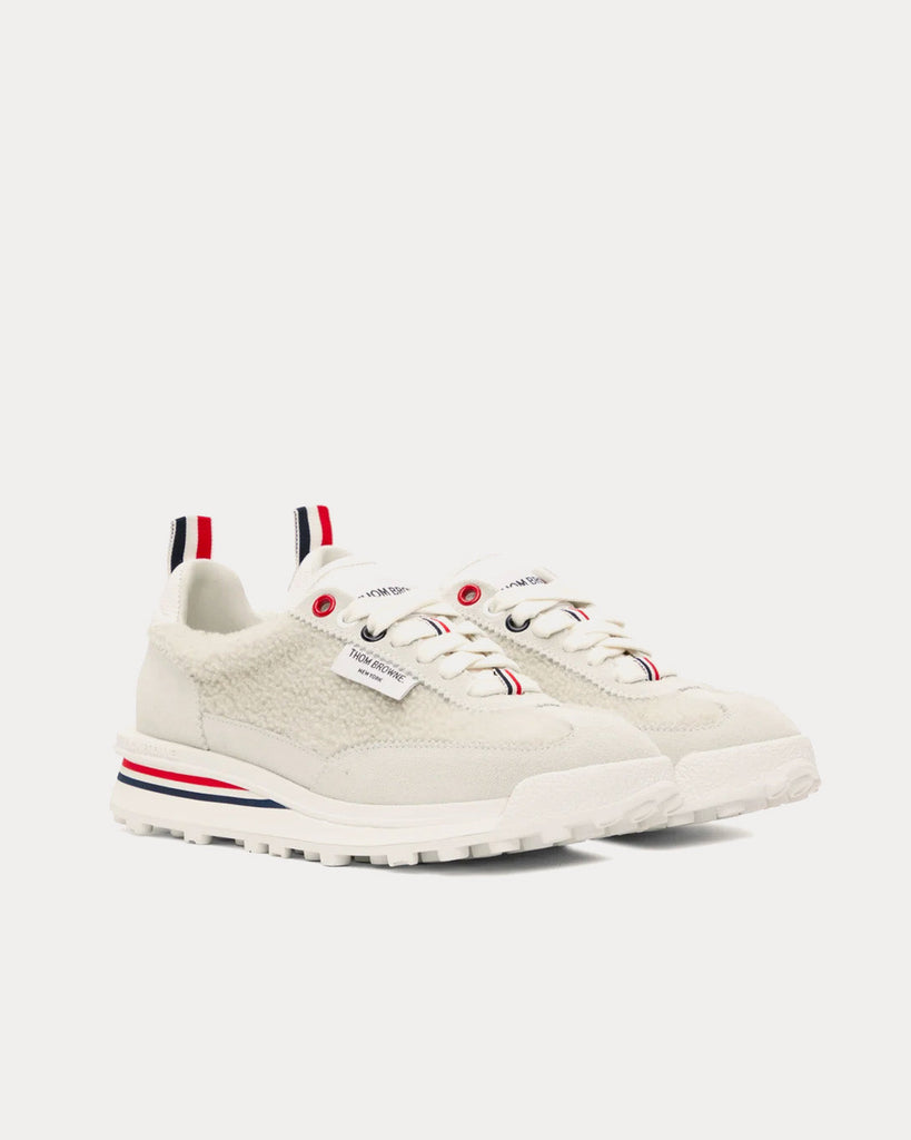 Tech Runner Shearling & Suede White Low Top Sneakers