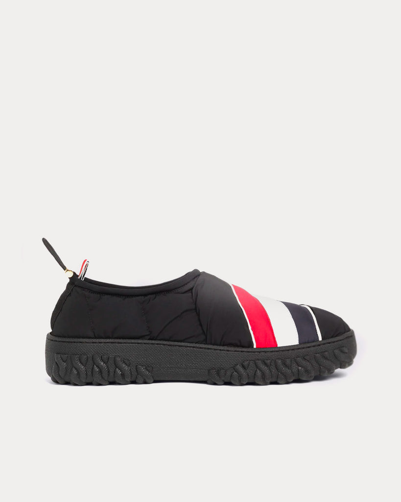Warm Up Poly Twill Cable Knit Sole Black Slip Ons