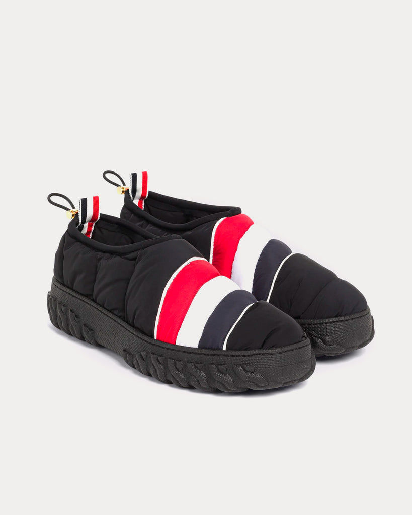 Warm Up Poly Twill Cable Knit Sole Black Slip Ons