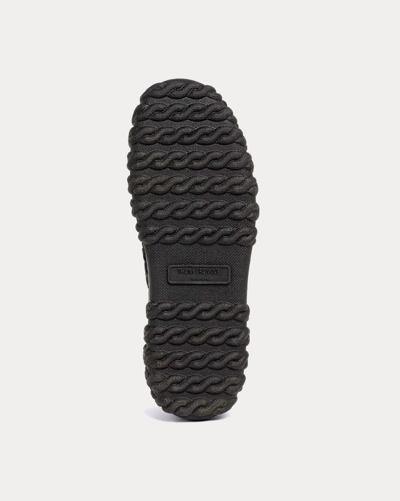 Warm Up Poly Twill Cable Knit Sole Black Slip Ons
