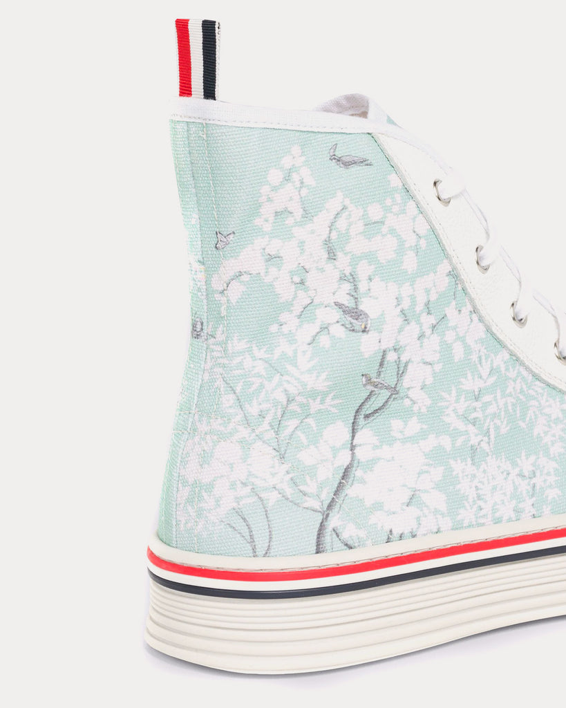 Collegiate Toile Printed Canvas Light Blue High Top Sneakers