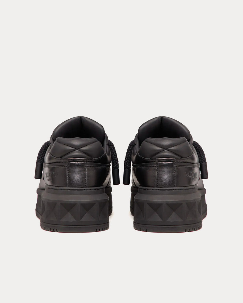 One Stud Nappa Leather Black Low Top Sneakers