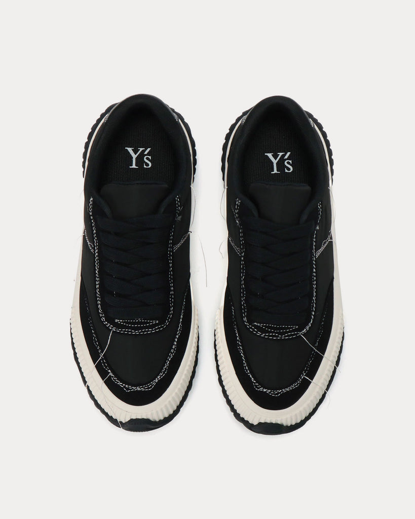 Y's Ox Rough Stitch Black / White Low Top Sneakers