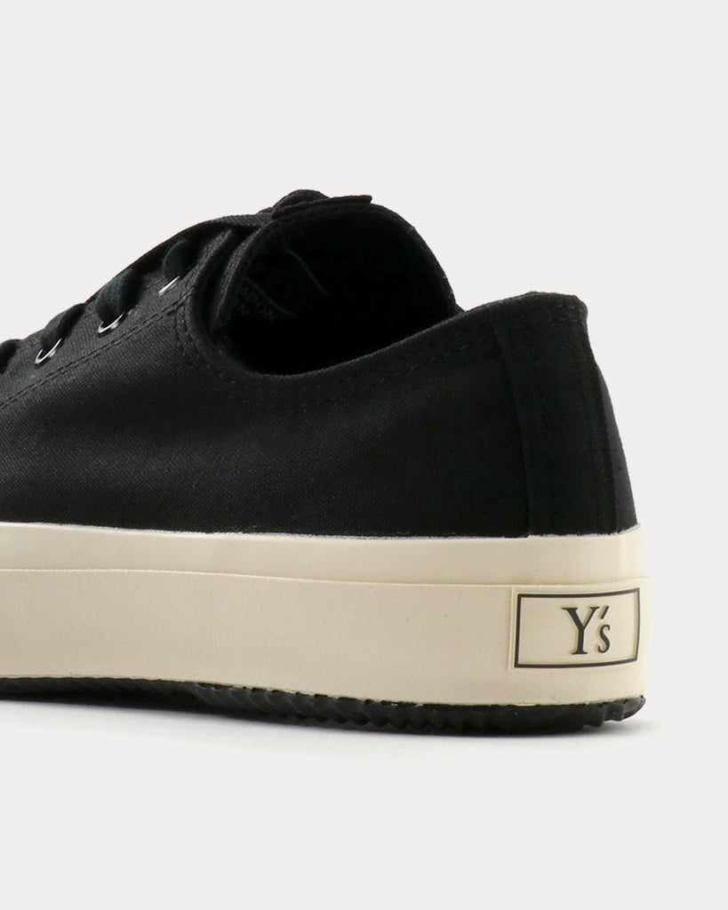 Y's Classic Cotton Canvas Black Low Top Sneakers