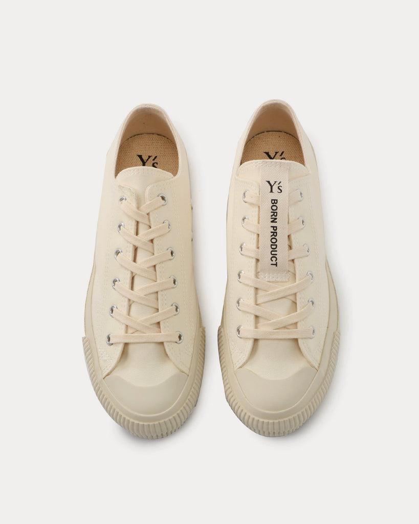 Y's Classic Cotton Canvas White Low Top Sneakers