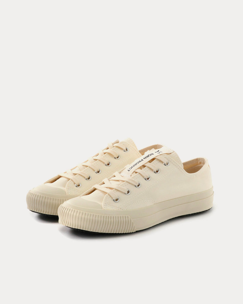 Y's Classic Cotton Canvas White Low Top Sneakers