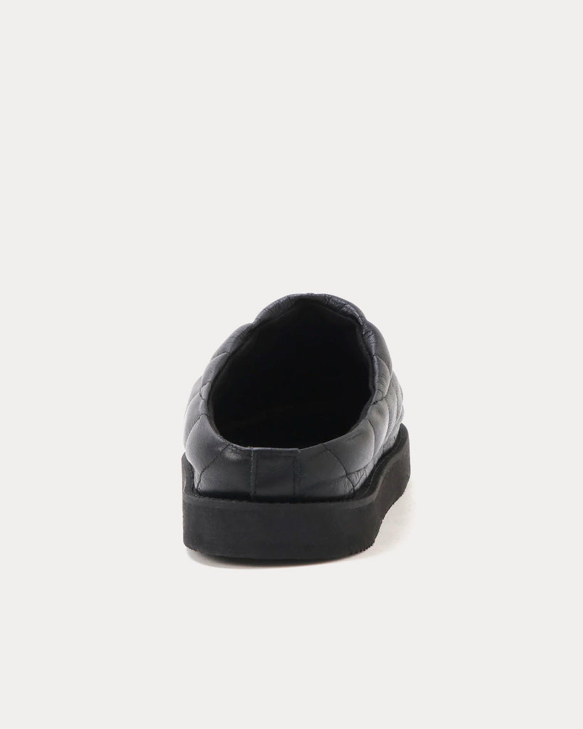 Y's Cow Leather Quilting Black Slip Ons