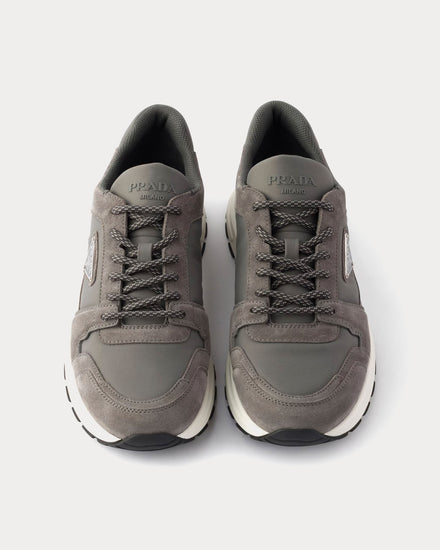 Prada Prax Suede & Re-Nylon Gravel Grey Low Top Sneakers - 2