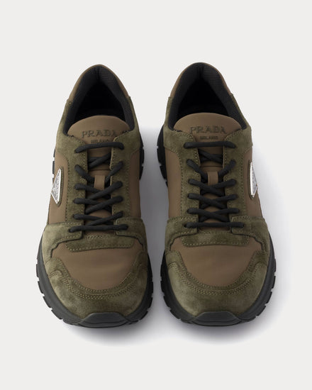Prada Prax Suede & Re-Nylon Selva Green Low Top Sneakers - 2