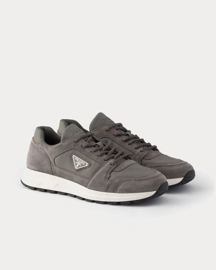 Prada Prax Suede & Re-Nylon Gravel Grey Low Top Sneakers - 3