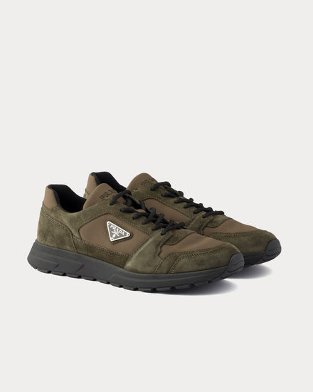 Prada Prax Suede & Re-Nylon Selva Green Low Top Sneakers - 3