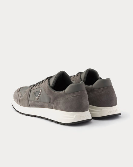 Prada Prax Suede & Re-Nylon Gravel Grey Low Top Sneakers - 4