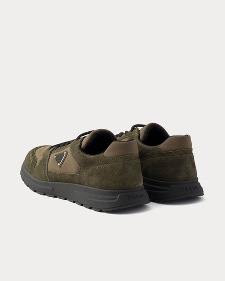 Prada Prax Suede & Re-Nylon Selva Green Low Top Sneakers - 4