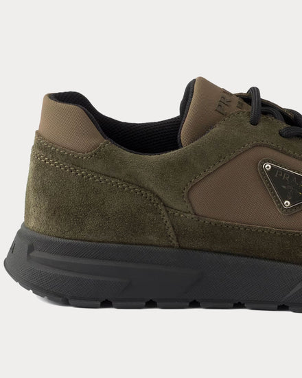Prada Prax Suede & Re-Nylon Selva Green Low Top Sneakers - 5