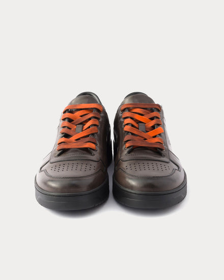 Prada Downtown Aged Leather Smoky Gray Low Top Sneakers - 5