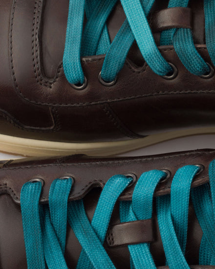 Prada Downtown Aged Leather Teak Low Top Sneakers - 6