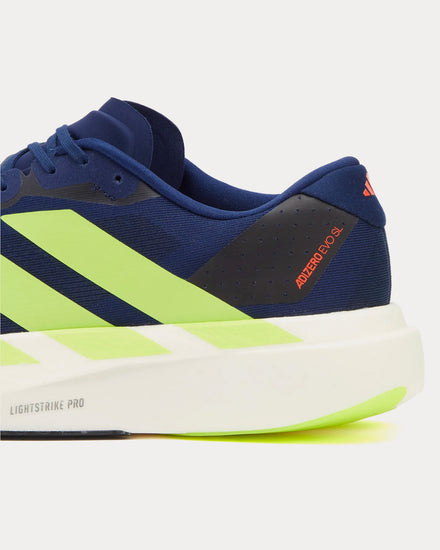 Adidas Adizero EVO SL Dark Blue / Solar Slime / Red Running Shoes - 2