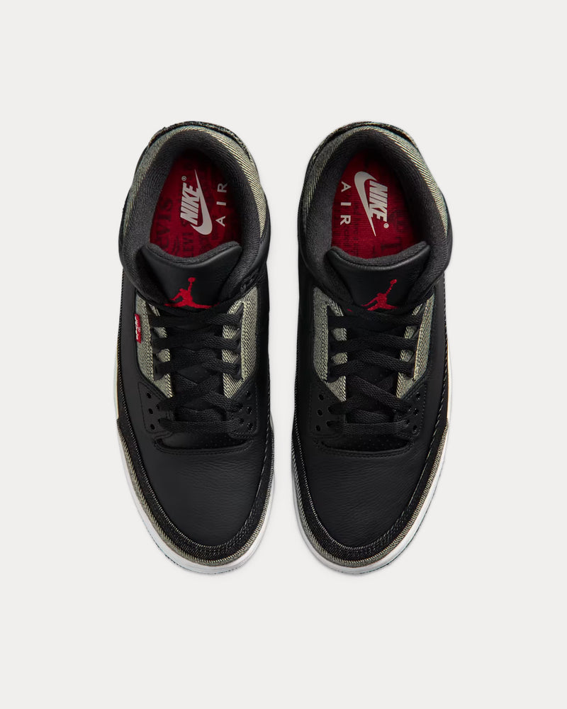 Jordan x Levi's Unisex Air Jordan 3 Black / White Mid Top Sneakers