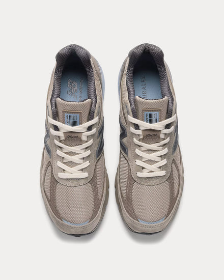 New Balance x Auralee Made in USA 990v4 London Fog / Turkish Coffee / Blue Shadow Low Top Sneakers - 2