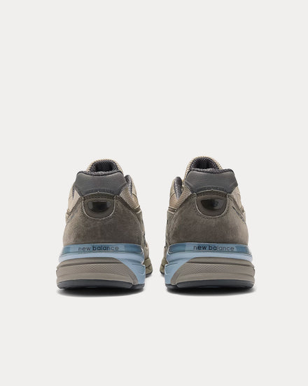 New Balance x Auralee Made in USA 990v4 London Fog / Turkish Coffee / Blue Shadow Low Top Sneakers - 4