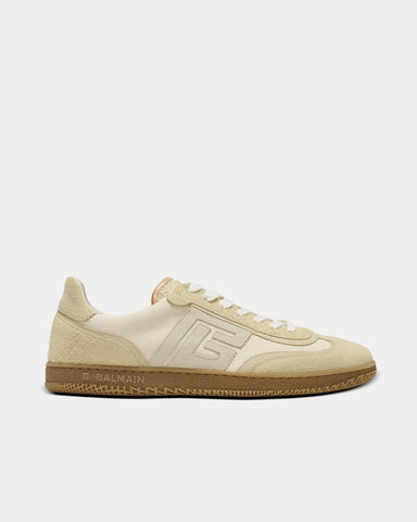 Balmain Swan Suede, Aged Suede & Canvas Beige Low Top Sneakers