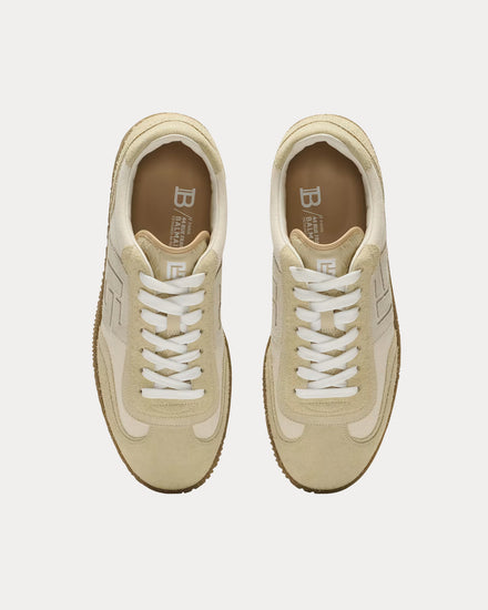 Balmain Swan Suede, Aged Suede & Canvas Beige Low Top Sneakers - 2