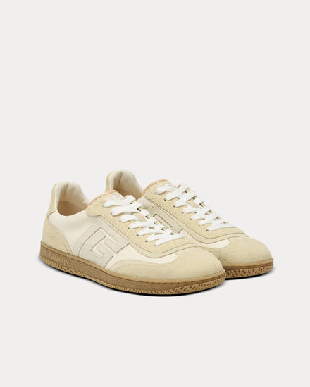 Balmain Swan Suede, Aged Suede & Canvas Beige Low Top Sneakers - 3